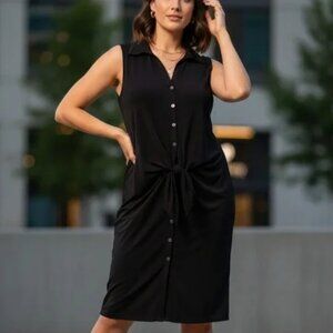 Philosophy Sleeveless Button Down Midi Dress